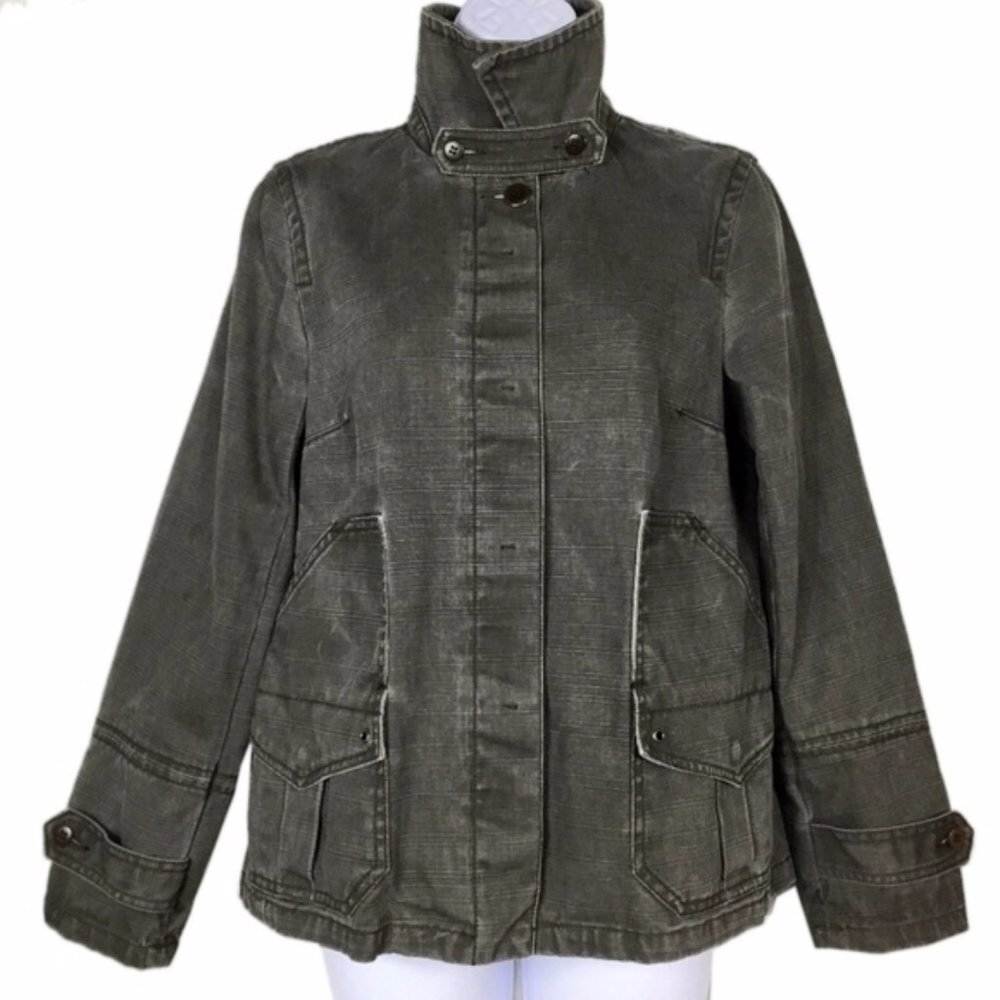 J Crew Gray Denim Style Trench Utility Jacket - Picture 2 of 8